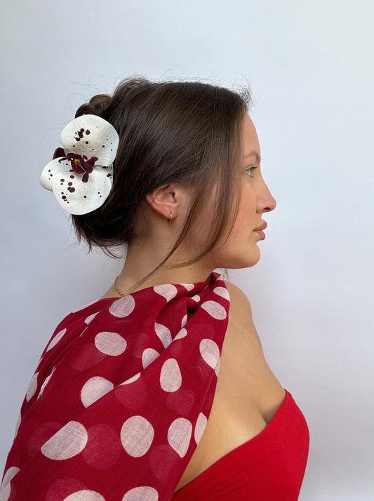 Spotty Orchid claw clip