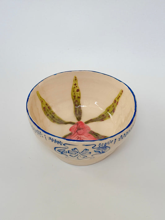 Lady slipper orchid bowl