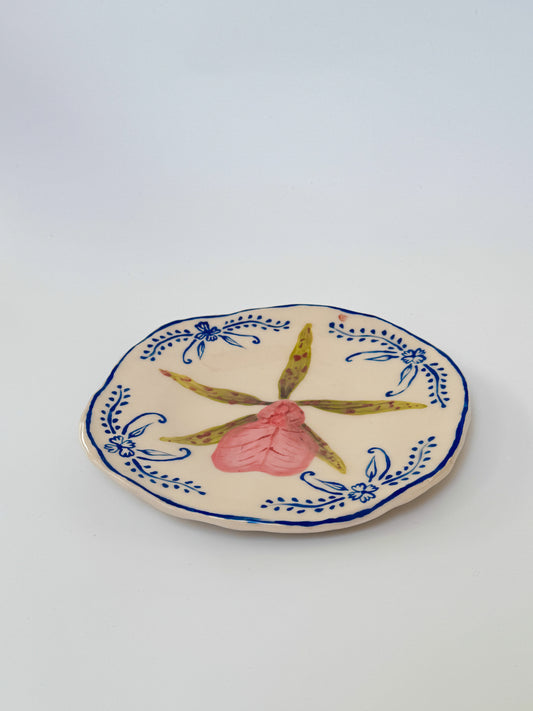 Lady slipper orchid plate