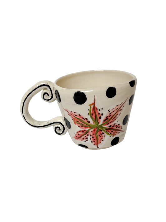 Madonna lily polka mug