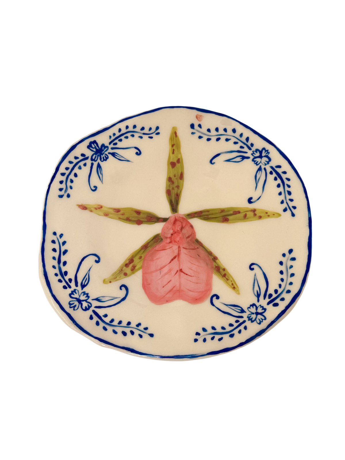 Lady slipper orchid plate