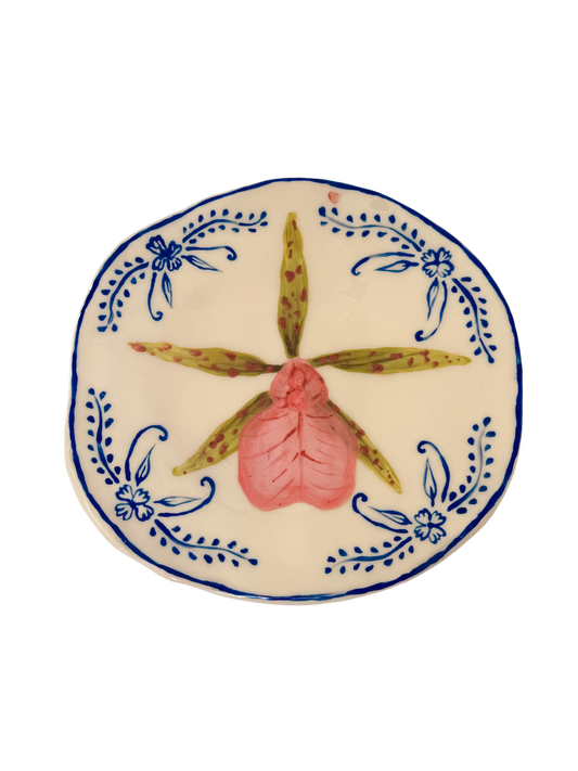 Lady slipper orchid plate