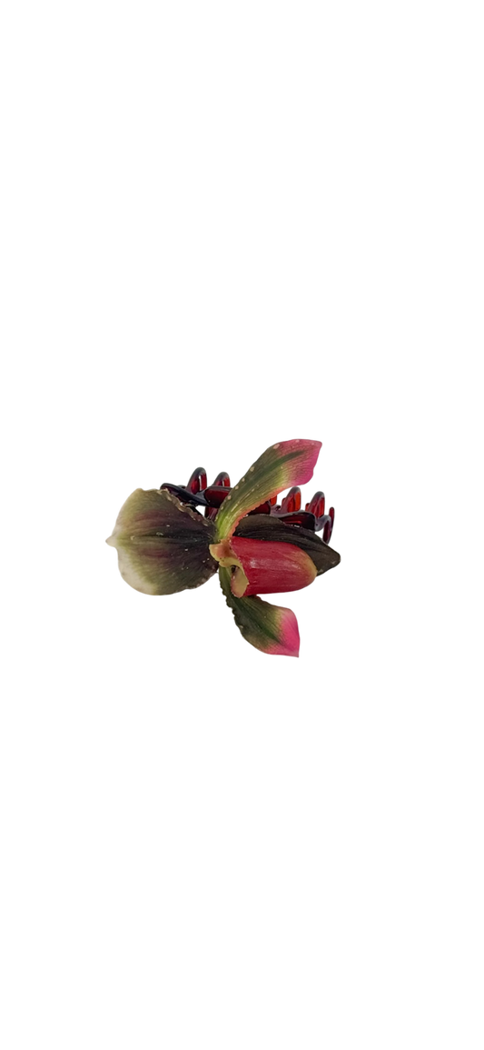 Emerald lady slipper claw clip
