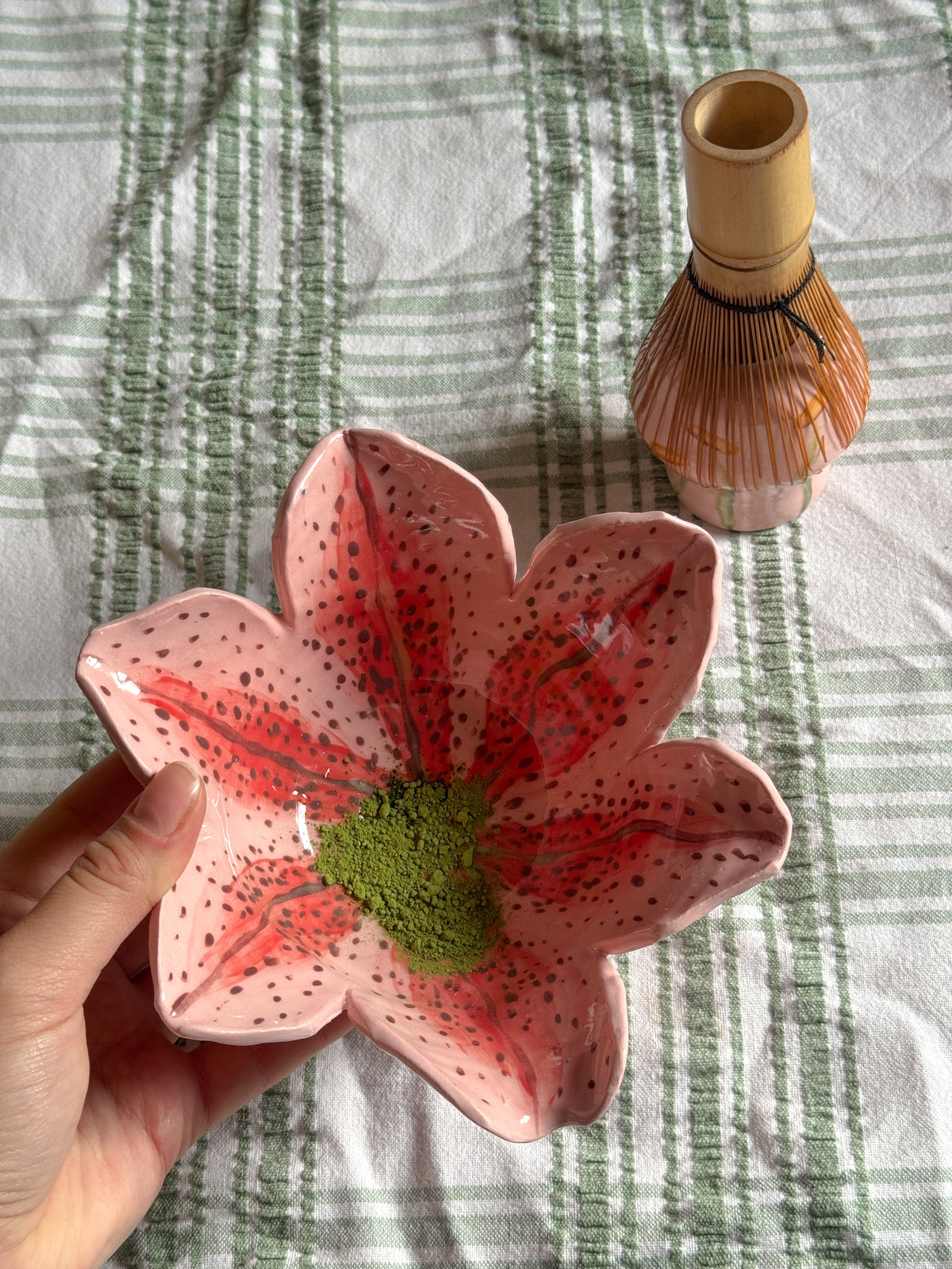 Stargazer lily matcha bowl