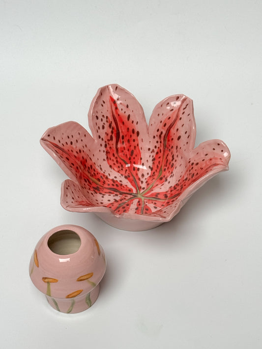 Stargazer lily matcha bowl