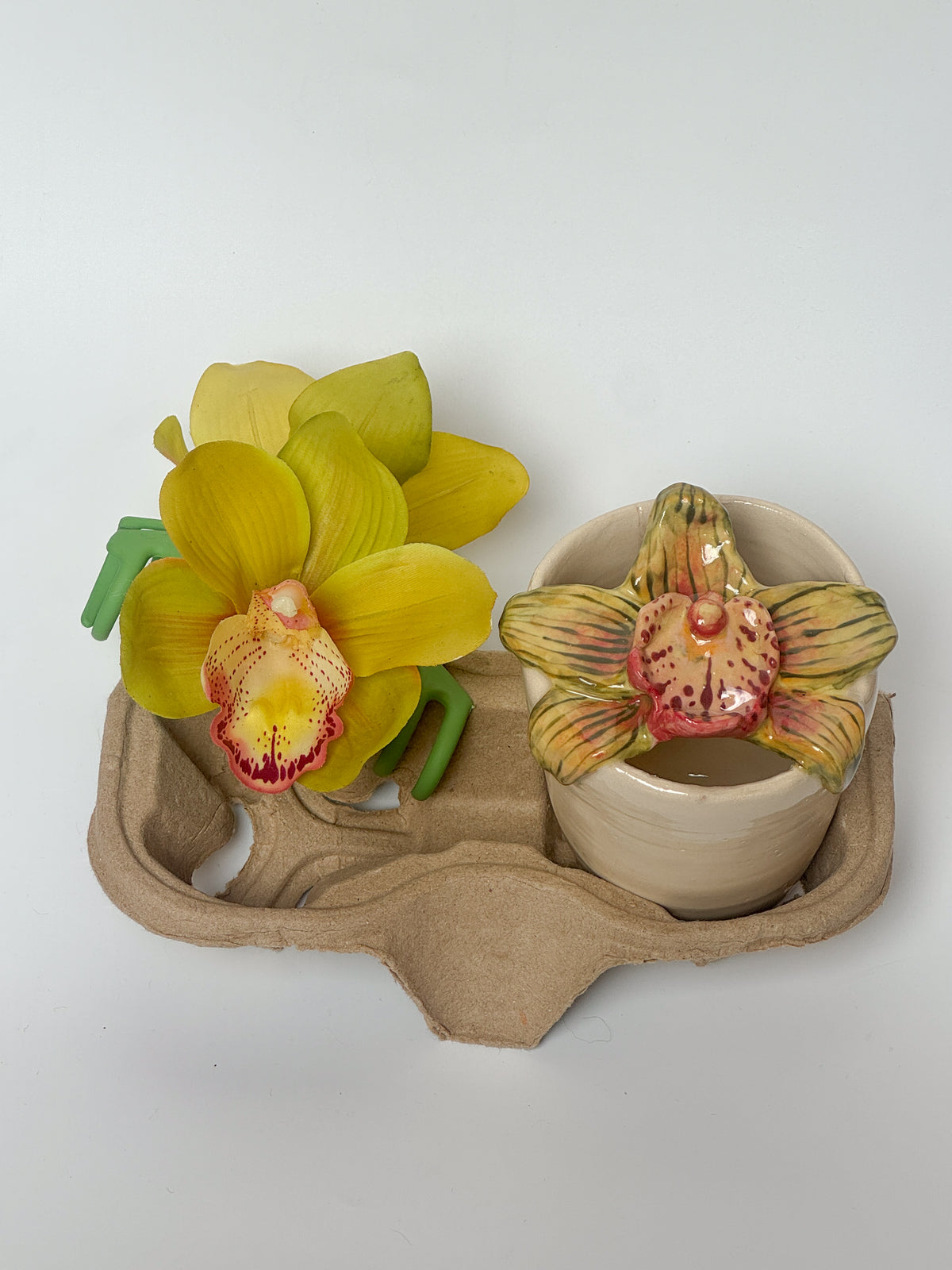 Cymbidium orchid travel mug
