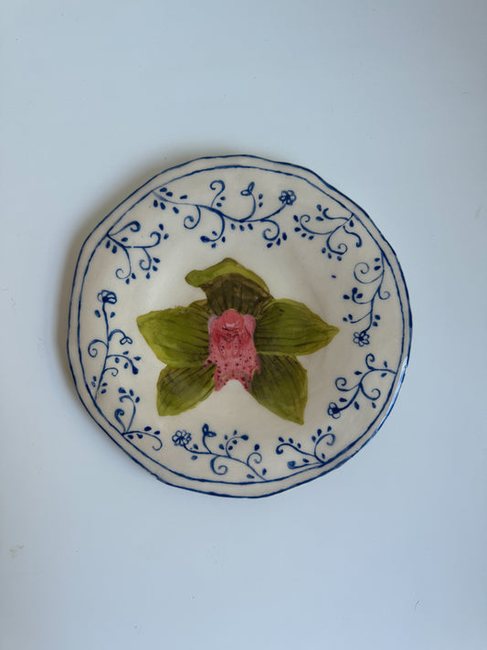 Green orchid plate