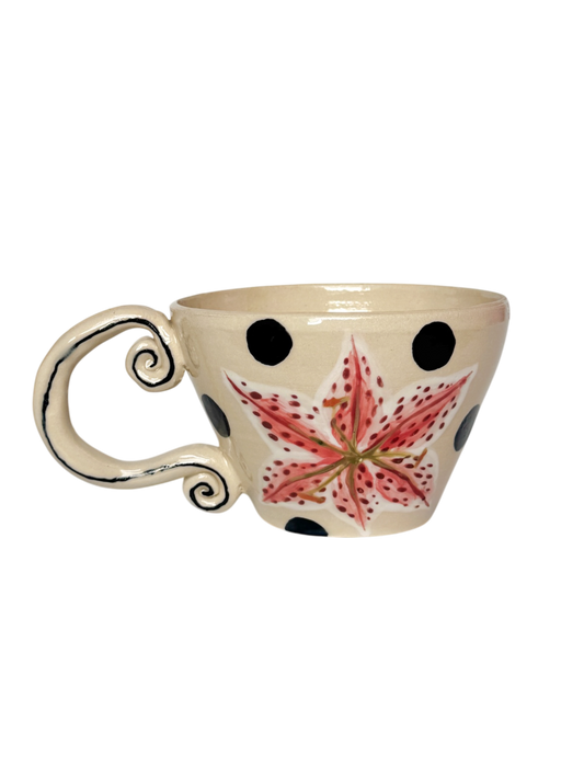 Madonna lily polka mug